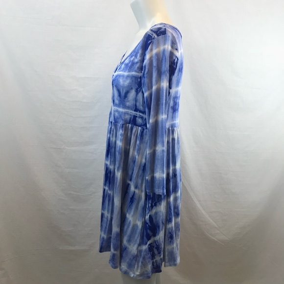 2/$40 Blue and White Tie Dye Babydoll Dress - Picture 4 of 5